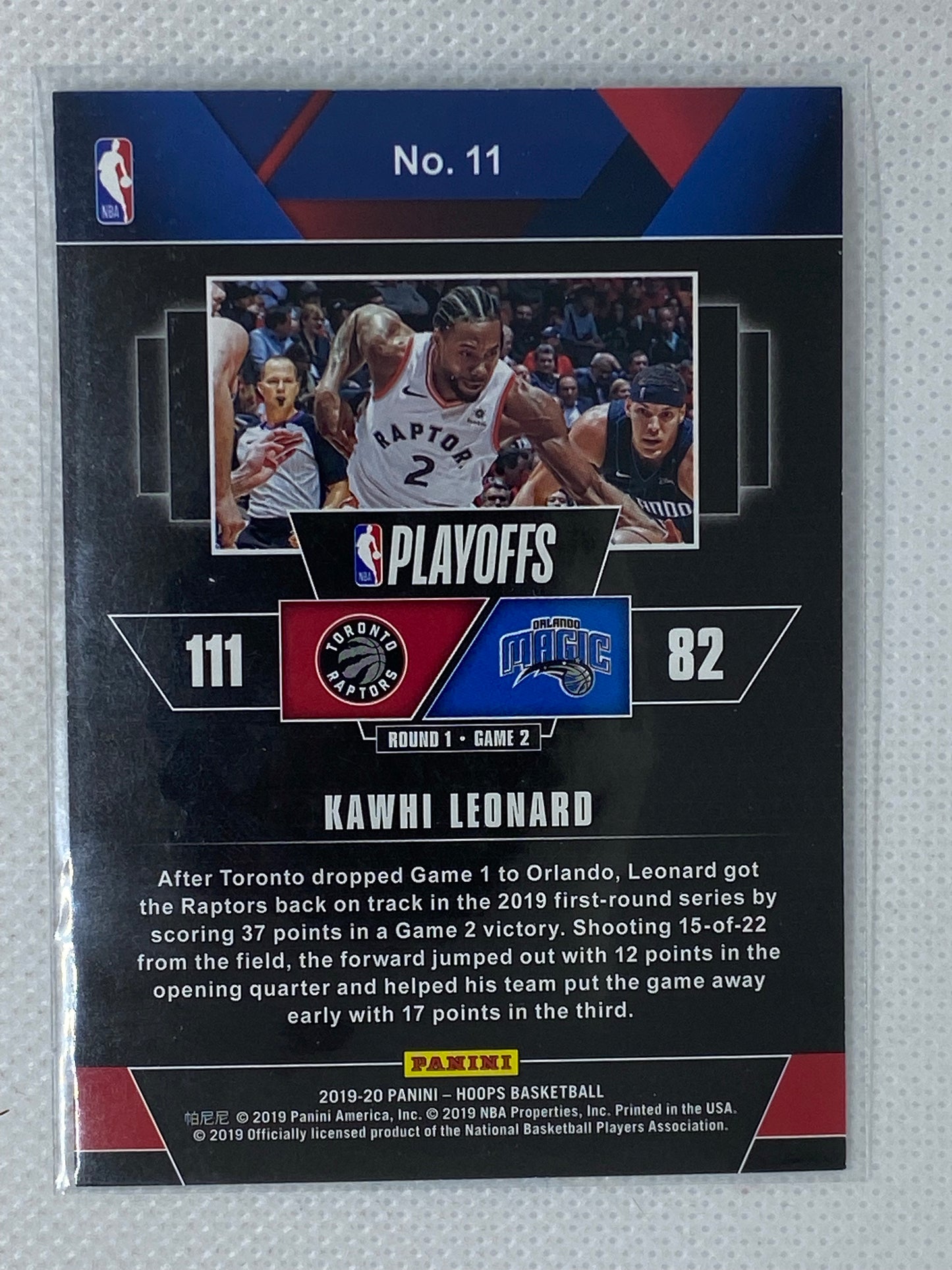 2019-20 Panini Hoops Road To The Finals #11 Kawhi Leonard Raptors /2019