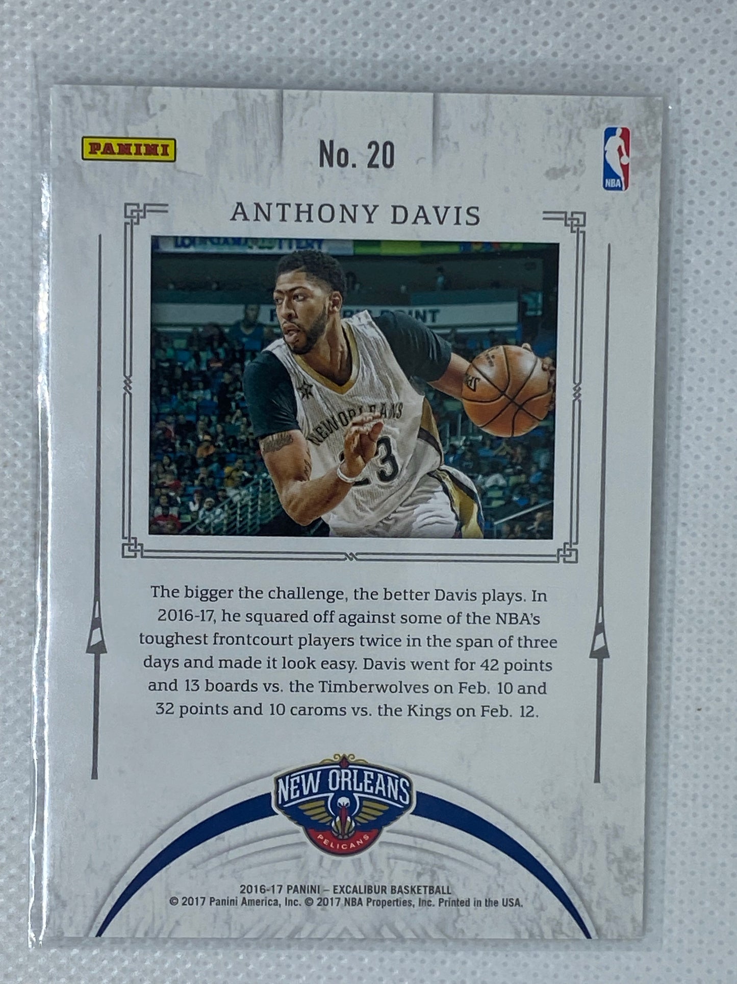 2016-17 Panini Excalibur Jousting Anthony Davis #20 New Orleans Pelicans