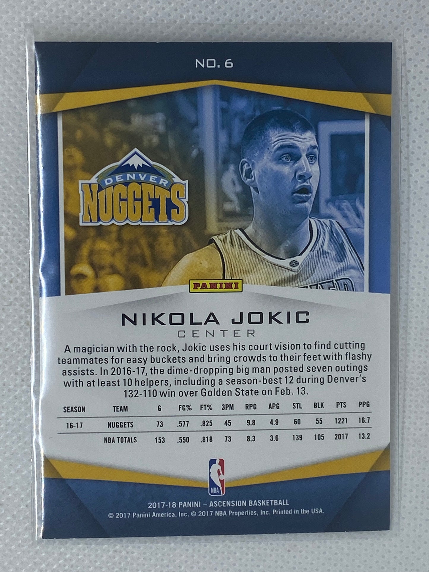 2017-18 Panini Ascension Base #6 Nikola Jokic Denver Nuggets