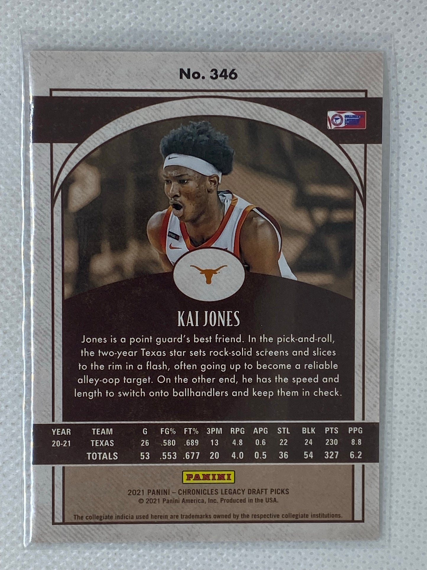 2021-22 Chronicles Kai Jones Legacy RC Rookie #346 Charlotte Hornets