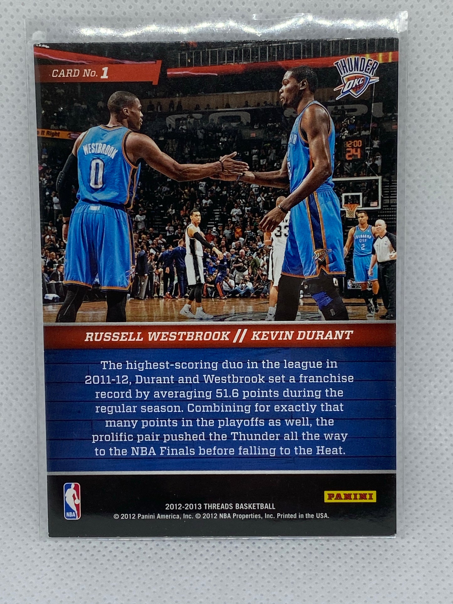 2012-13 Panini Threads Talented Twosomes #1 Kevin Durant/Russell Westbrook