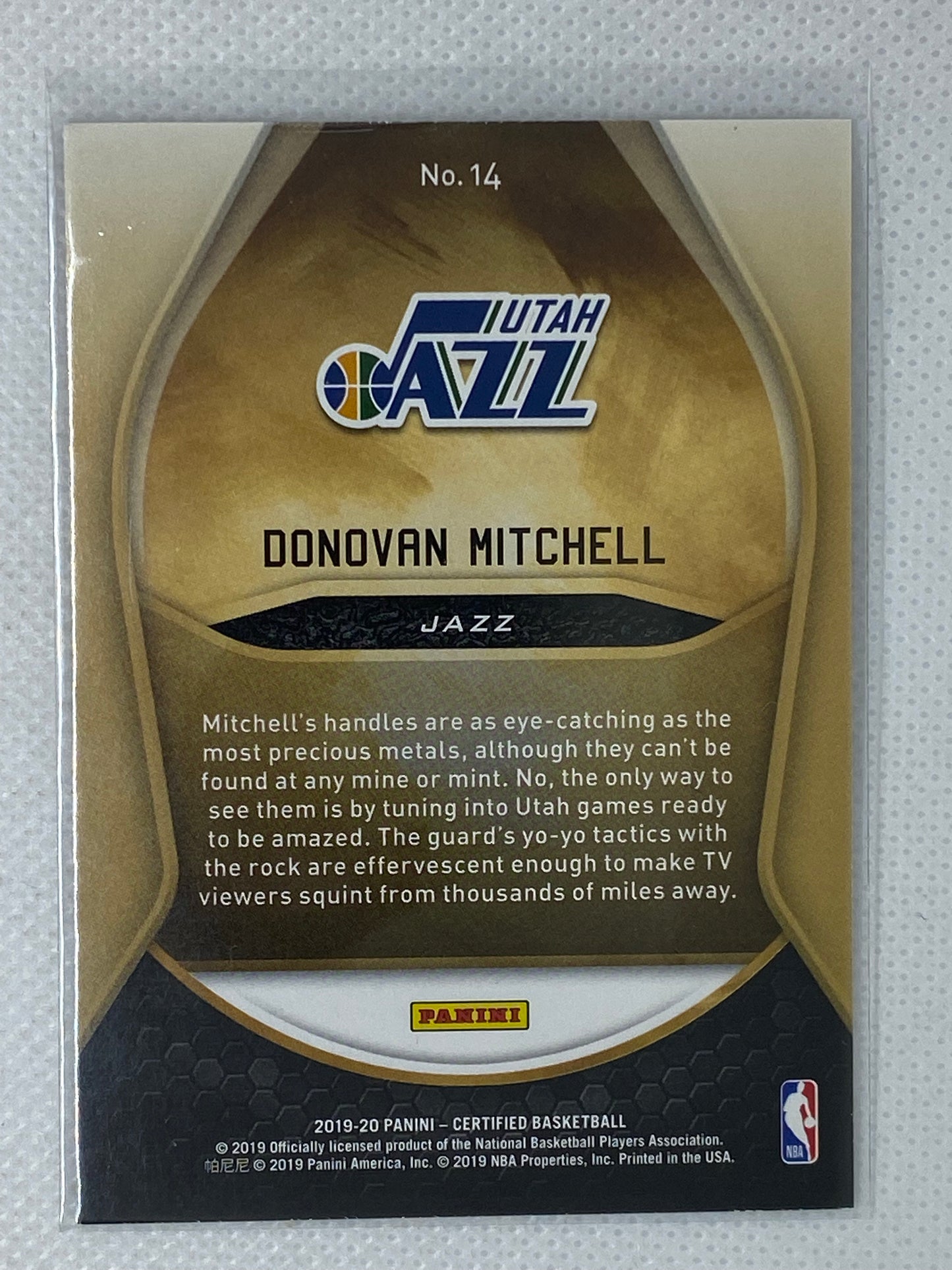 2019-20 Panini Certified Gold Team #14 Donovan Mitchell Utah Jazz