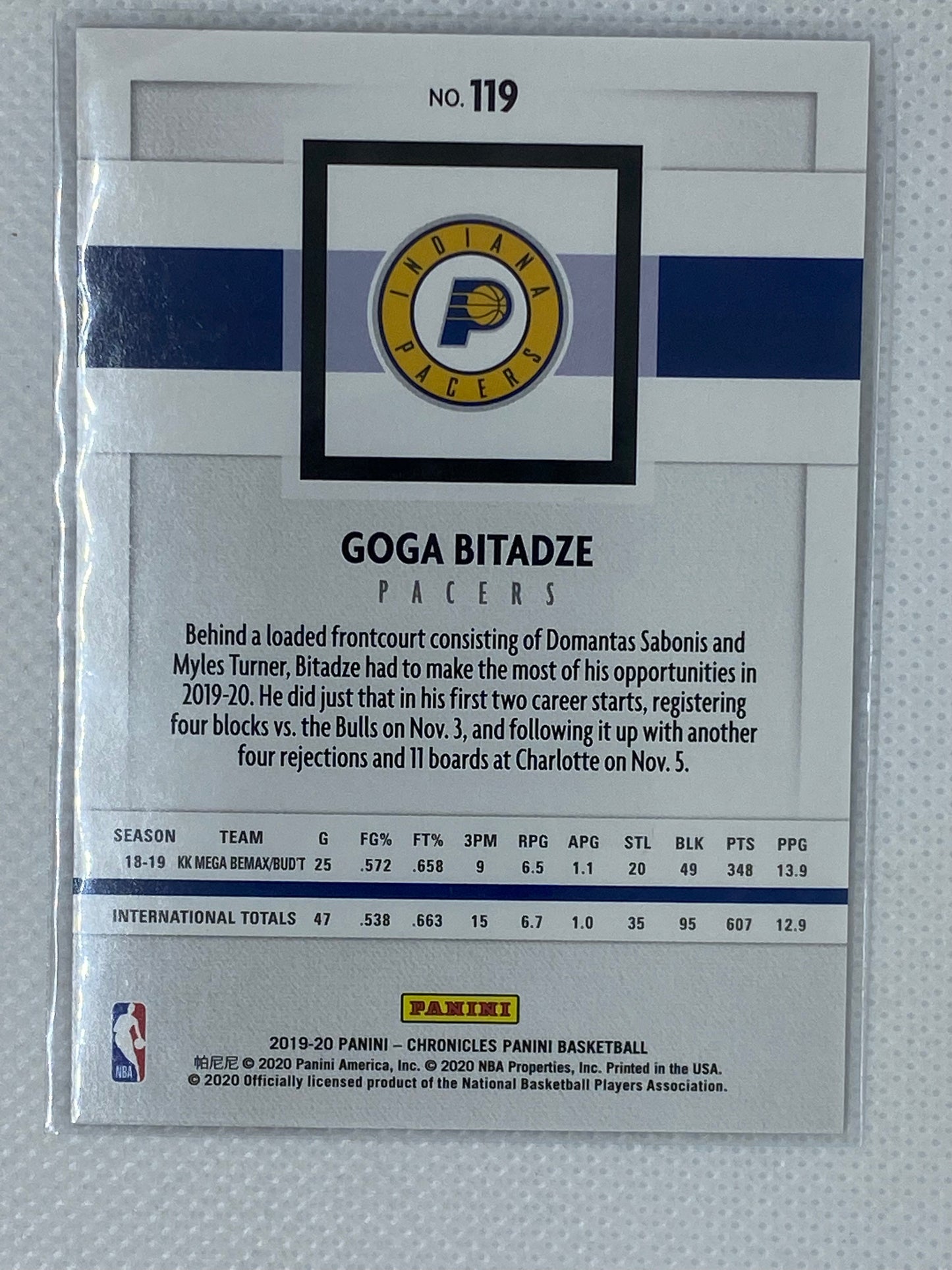 2019-20 Panini Chronicles Panini Goga Bitadze RC #119