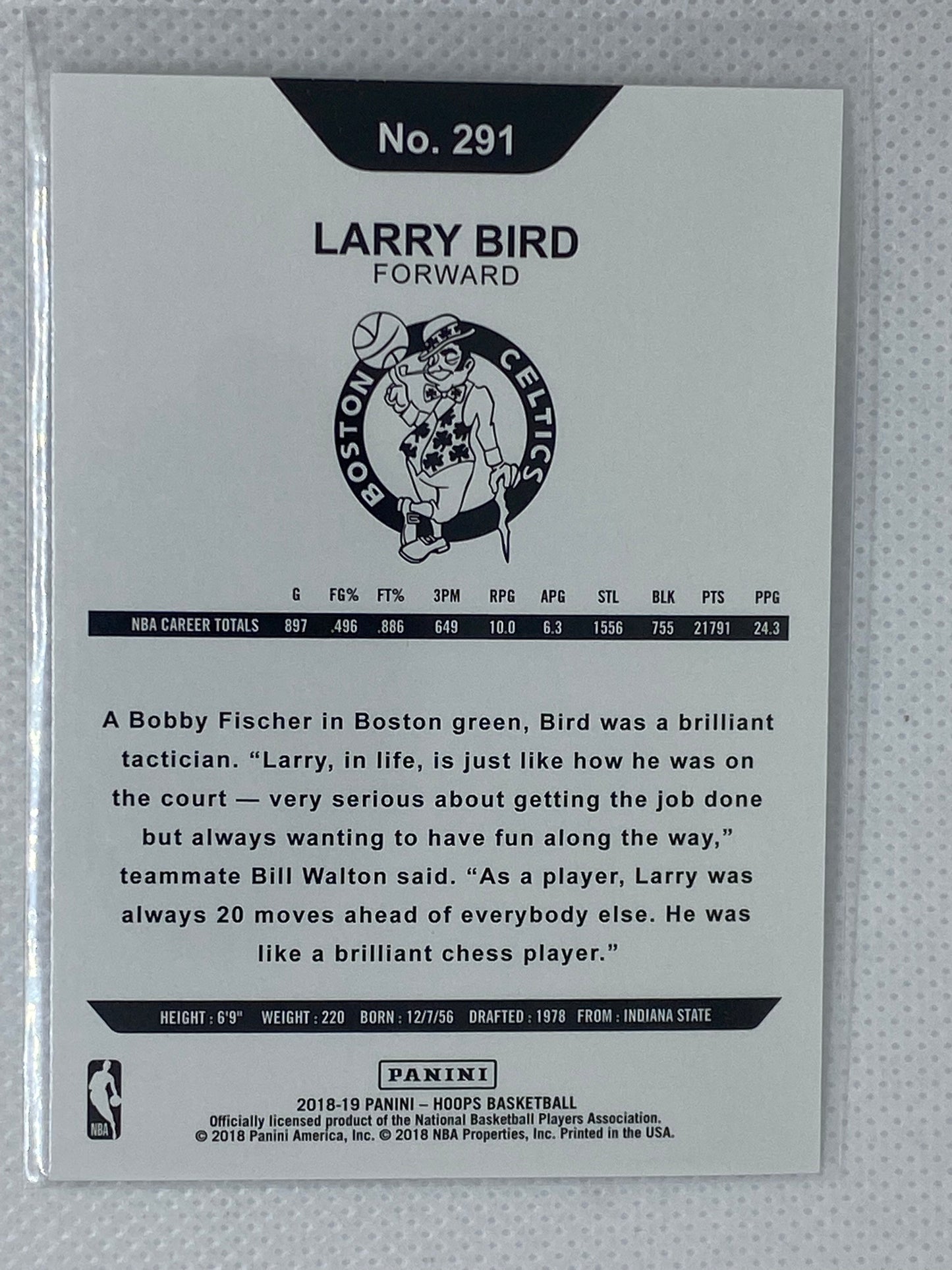 2018-19 Panini NBA Hoops Tribute Winter Larry Bird #291 HOF