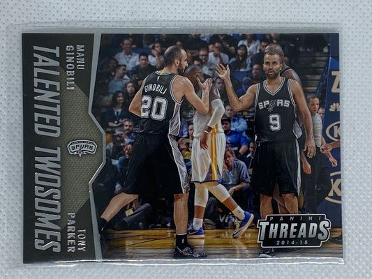 2014-15 Panini Threads Talented Twosomes Spurs Card #9 Manu Ginobili Tony Parker