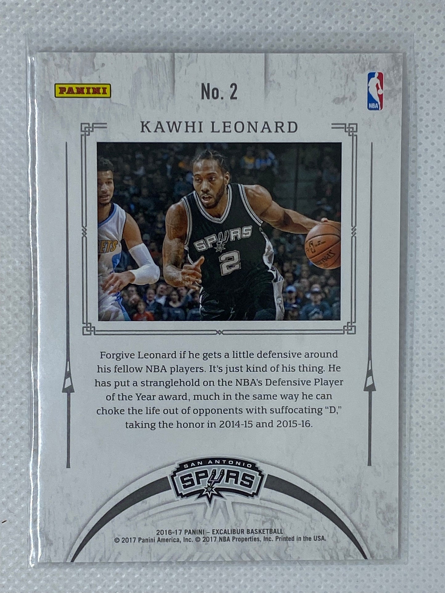 2016-17 Panini Excalibur SP Jousting Kawhi Leonard Card # 2