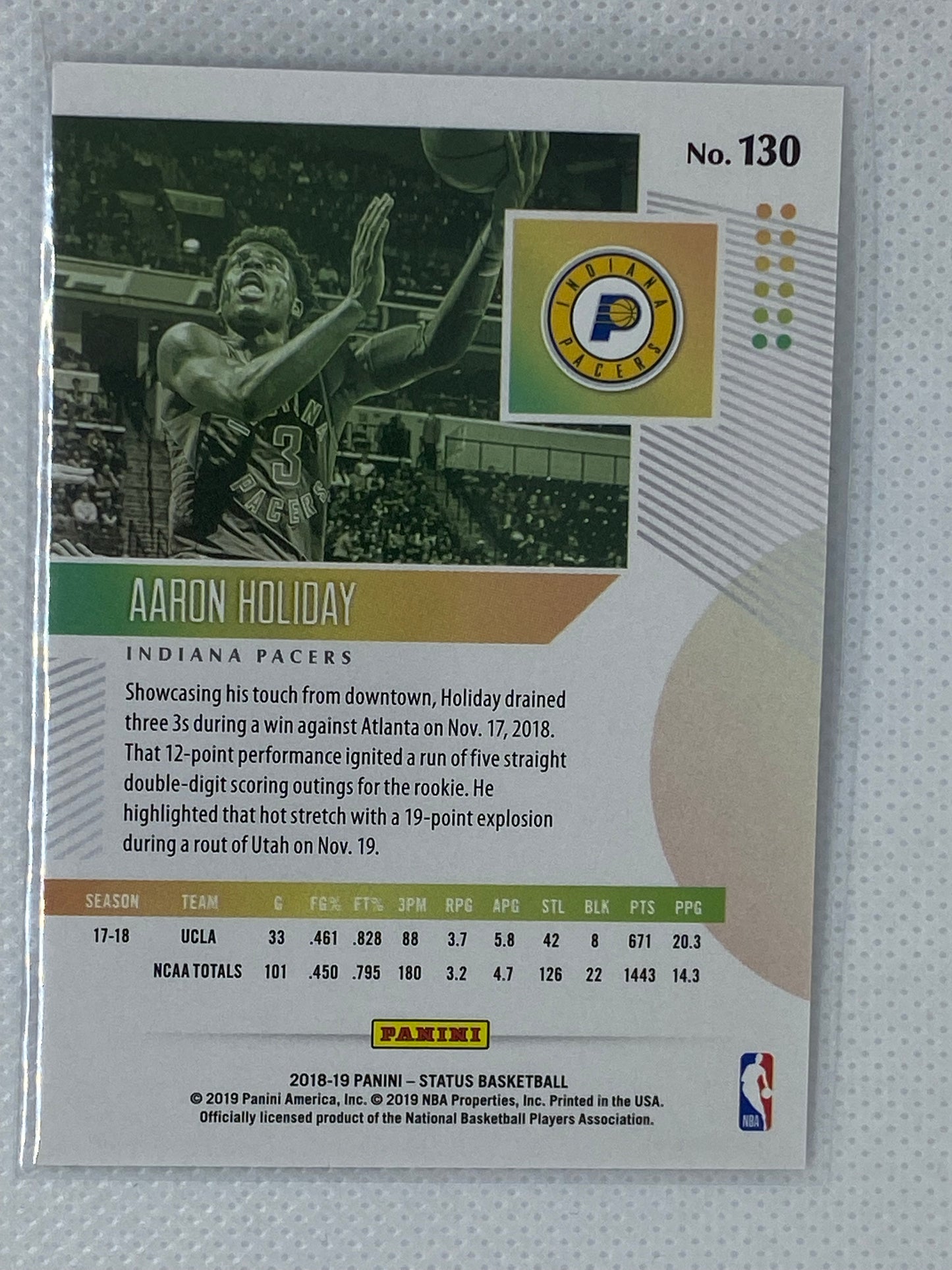 2018-19 Panini Status Rookies Aaron Holiday #130 Rookie Card