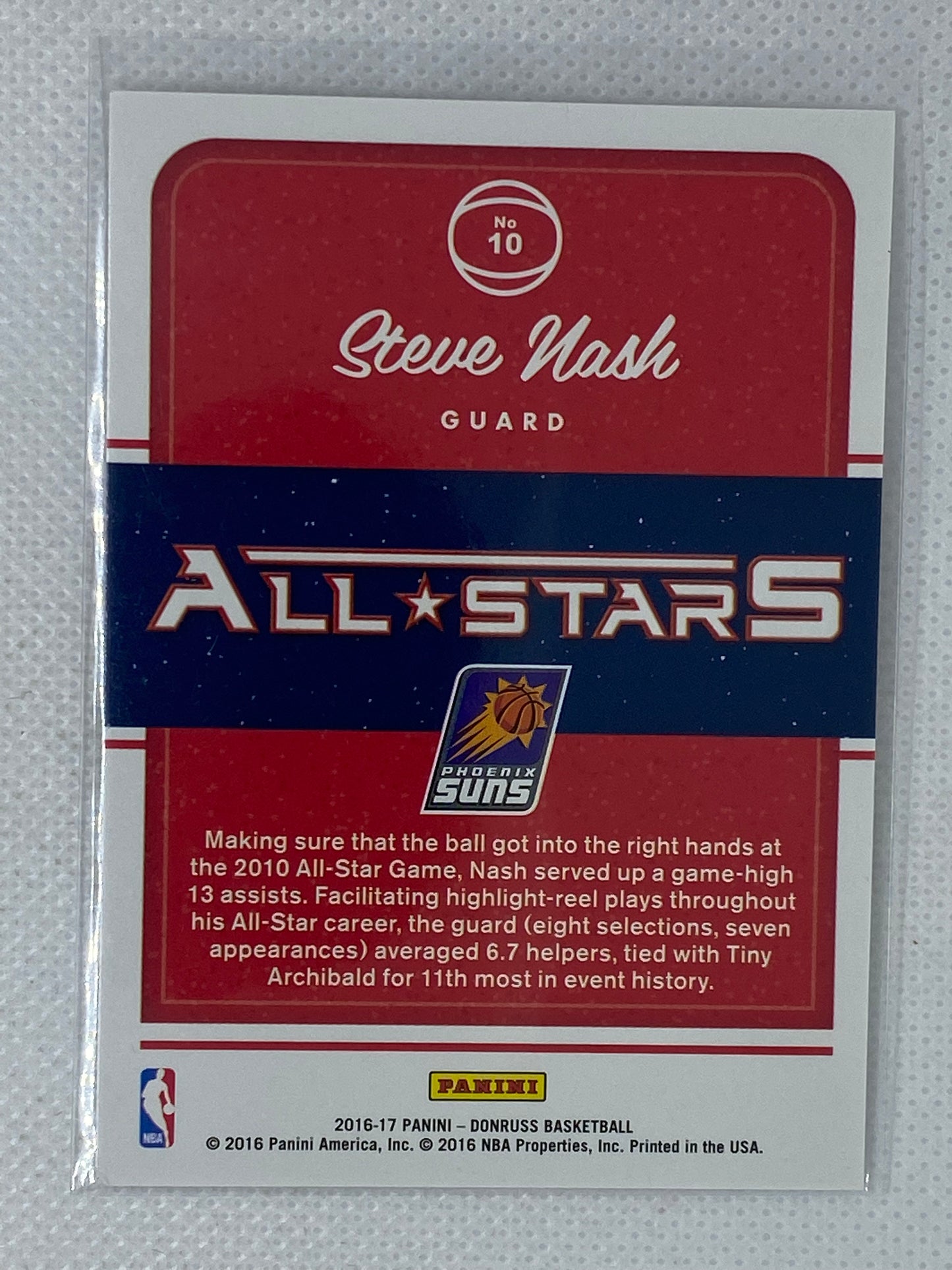 2016-17 Donruss Basketball STEVE NASH All Stars - PHOENIX SUNS - #10