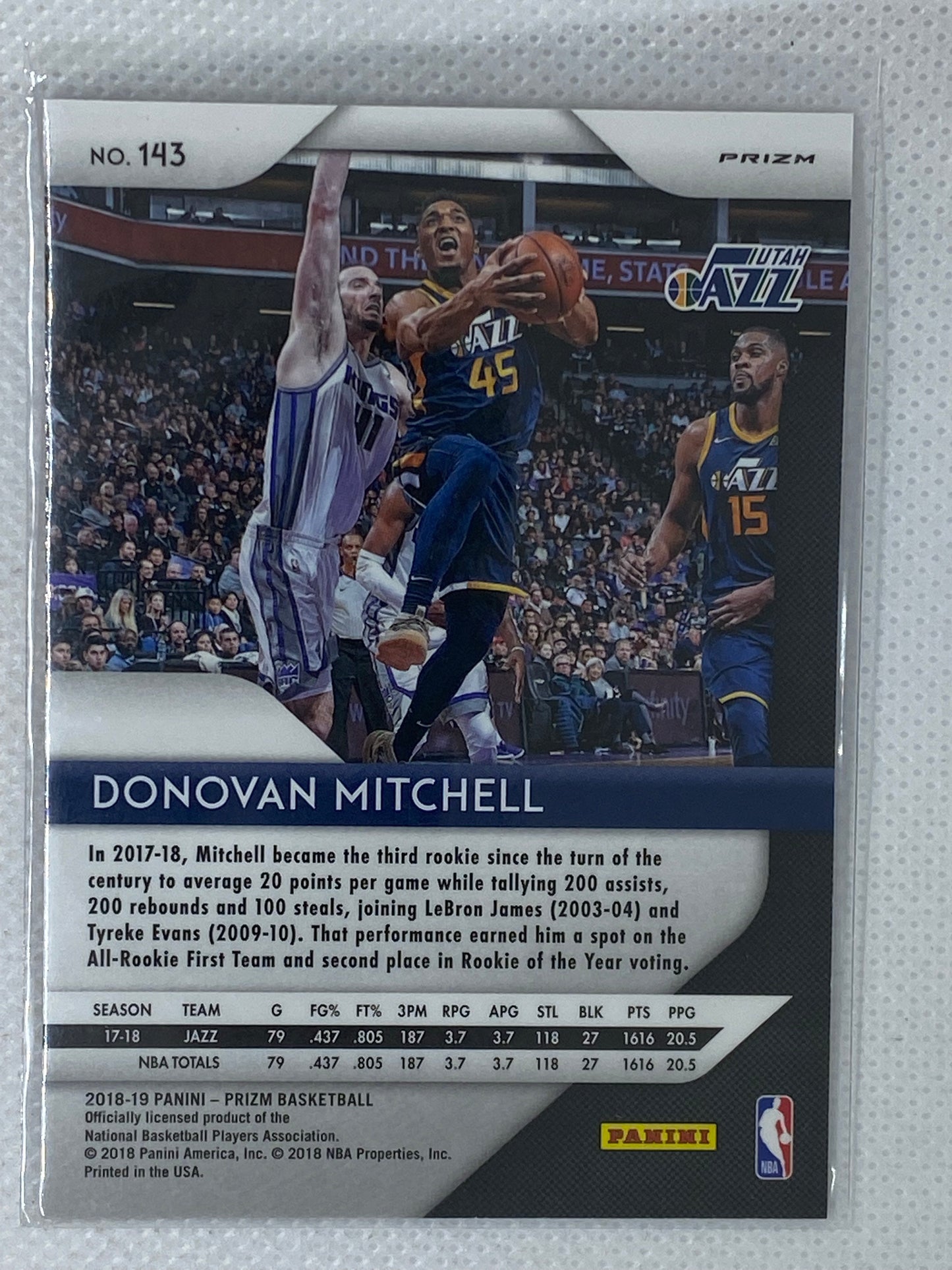 2018-19 Panini Prizm Ruby Red Wave Refractor #143 Donovan Mitchell Utah Jazz Second Year Card