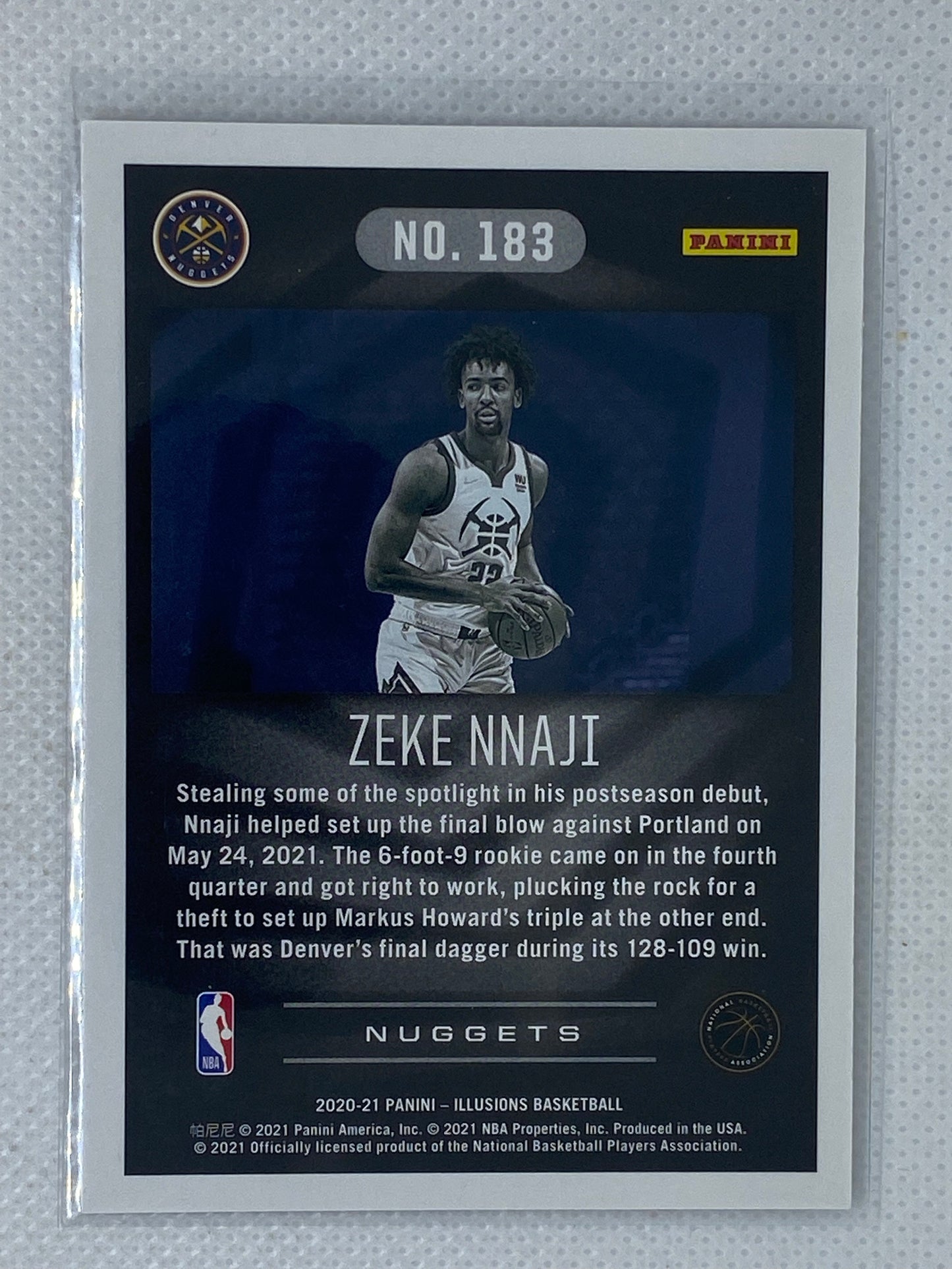 2020-21 Panini Illusions Basketball #183 Zeke Nnaji RC Rookie Denver Nuggets