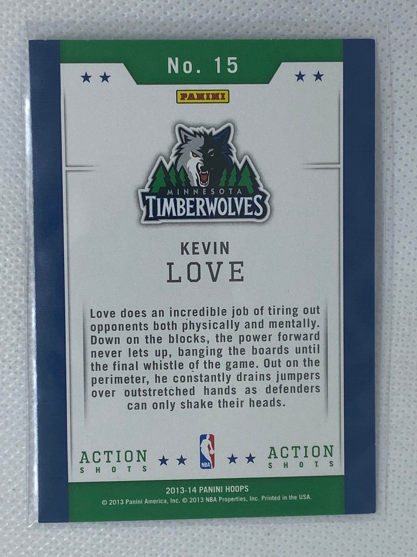 2013-14 NBA Hoops Action Shots KEVIN LOVE Minnesota Timberwolves #15