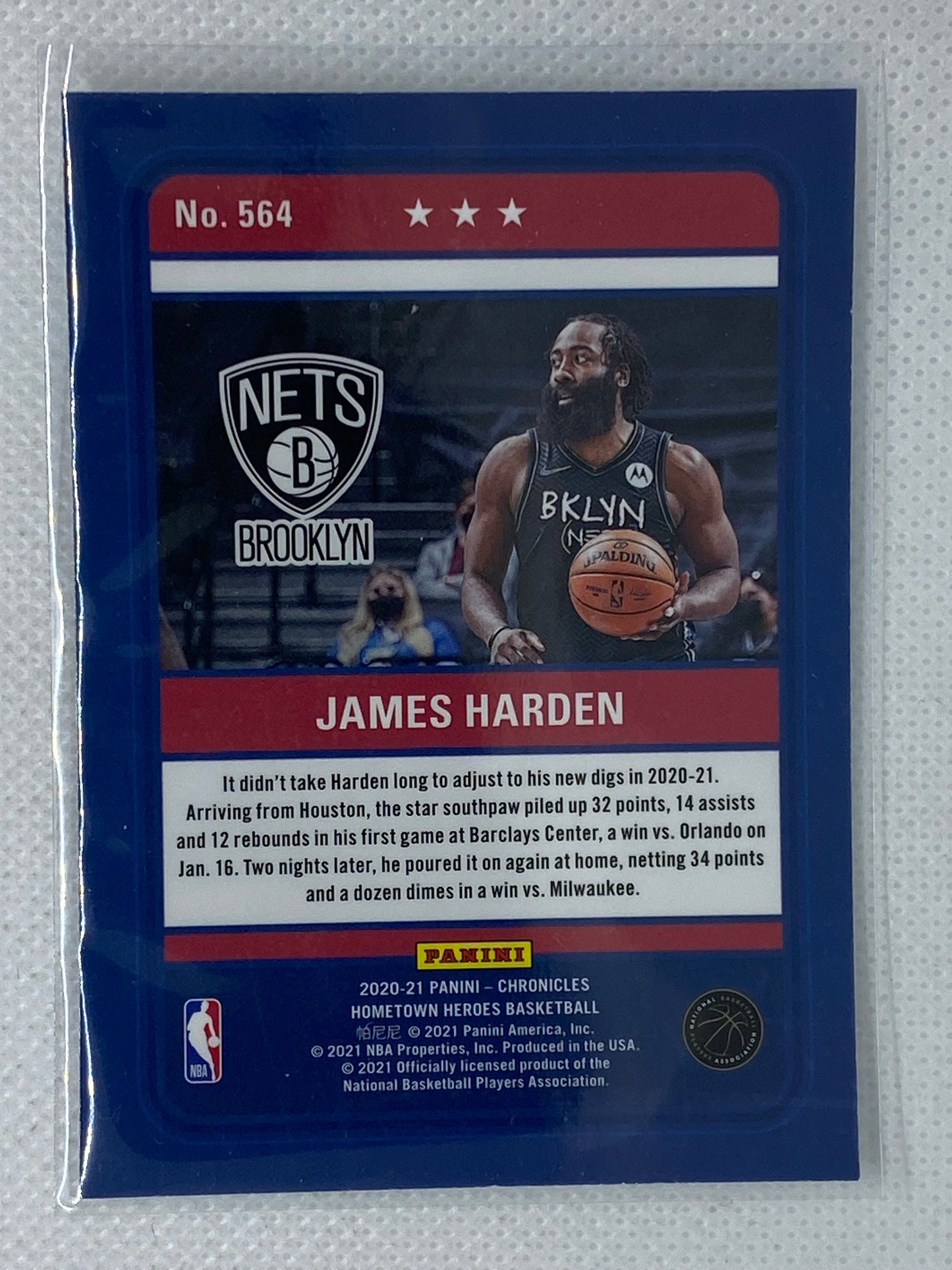 2020-21 Panini Chronicles Basketball #564 James Harden Hometown Heroes Nets