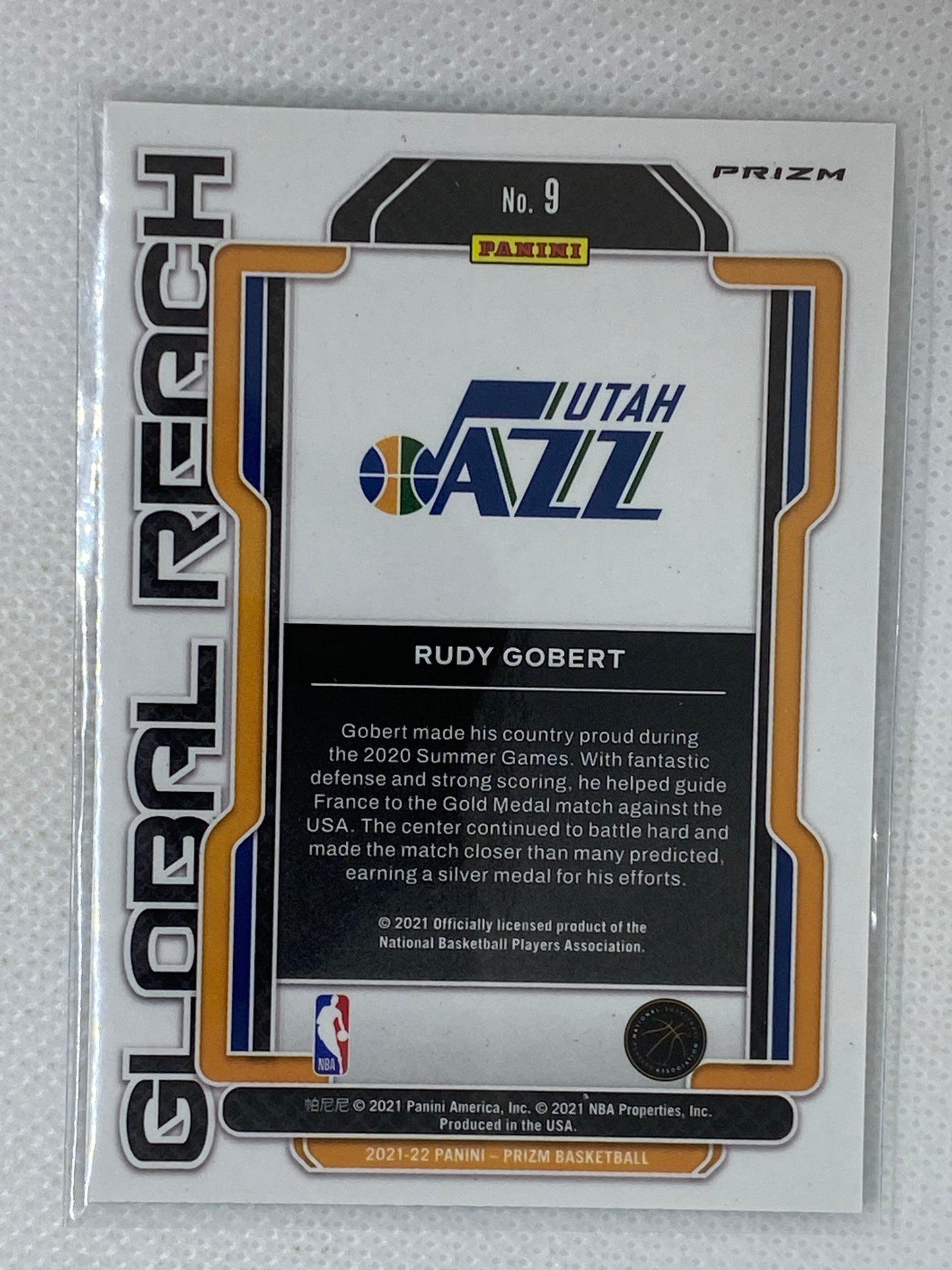 2021-22 Panini Prizm Basketball Rudy Gobert Green Global Reach #9 Jazz Twolves