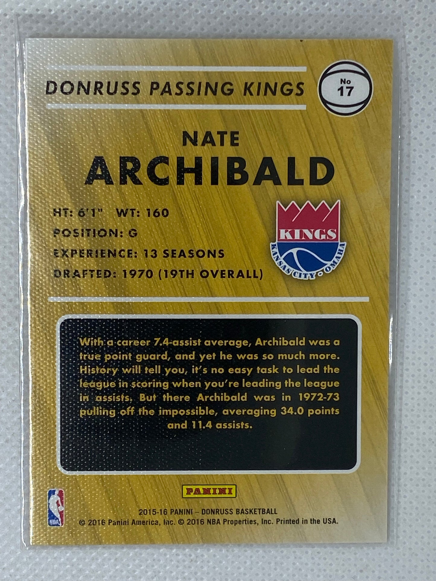 2015-16 Donruss Passing Kings #17 Nate Archibald