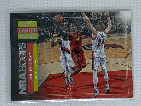 2016-17 Hoops Basketball Card Lights Camera Action Insert #13 Paul Millsap