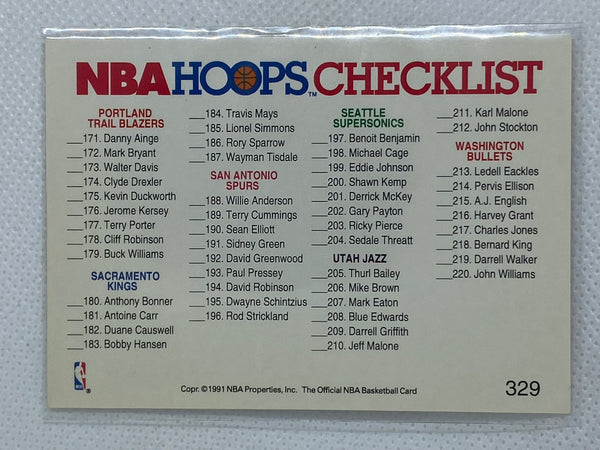 1991-92 NBA Hoops #329  Checklist  #171-282 Super Rare Checklist Jordan Magic SP