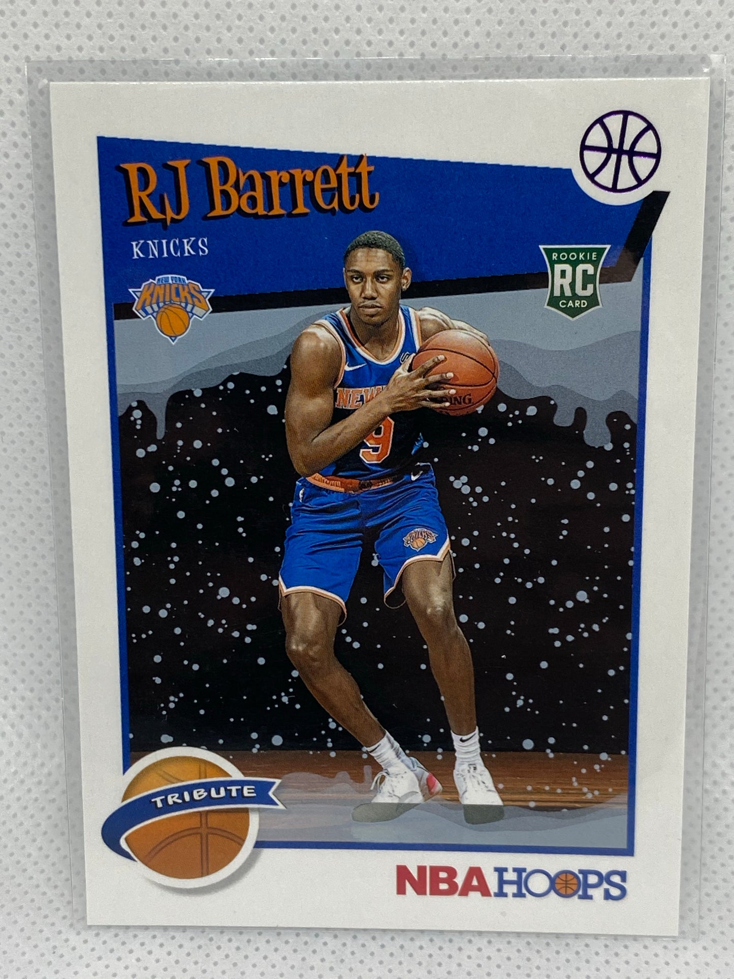 2019 NBA Hoops RJ Barrett Rookie RC Tribute #298 Holiday Snow Winter Purple SSP