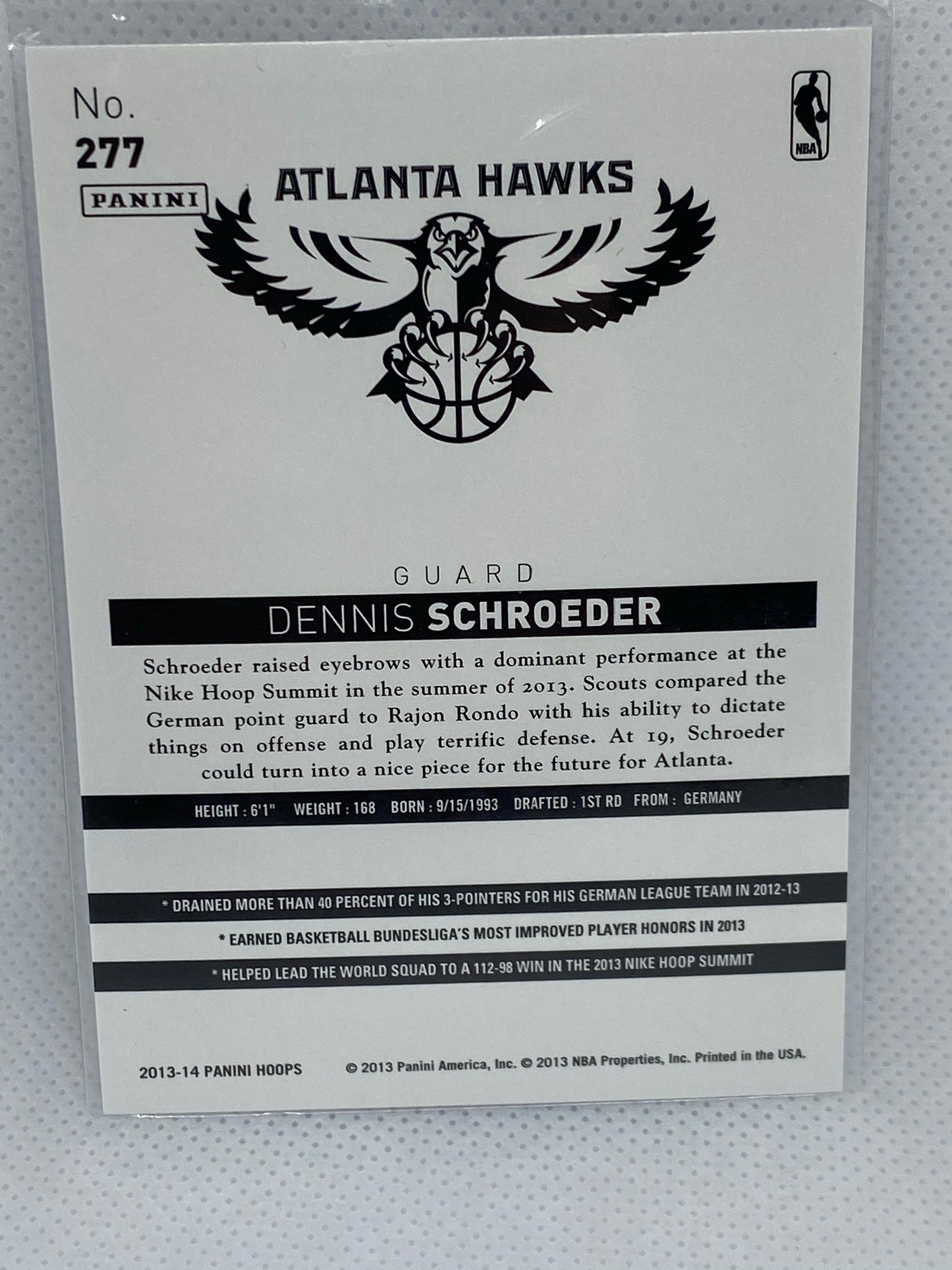 2013-14 NBA Hoops Dennis Schroeder RC #277 Atlanta Hawks