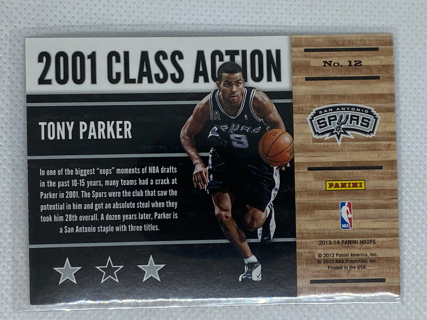 2013-14 Hoops TONY PARKER Class Action insert card SPURS #12