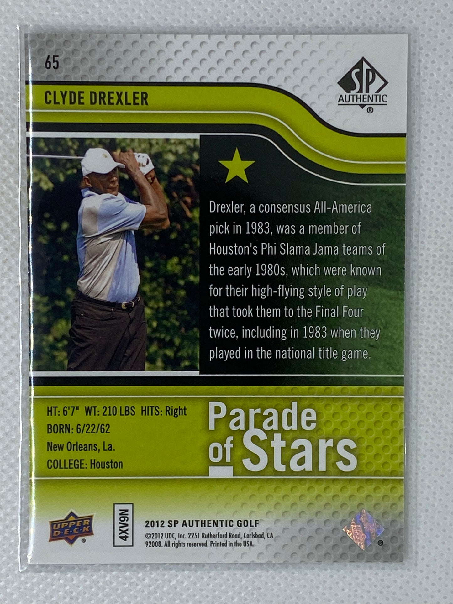 2012 Upper Deck SP Authentic Golf #65 Clyde Drexler Parade of Stars