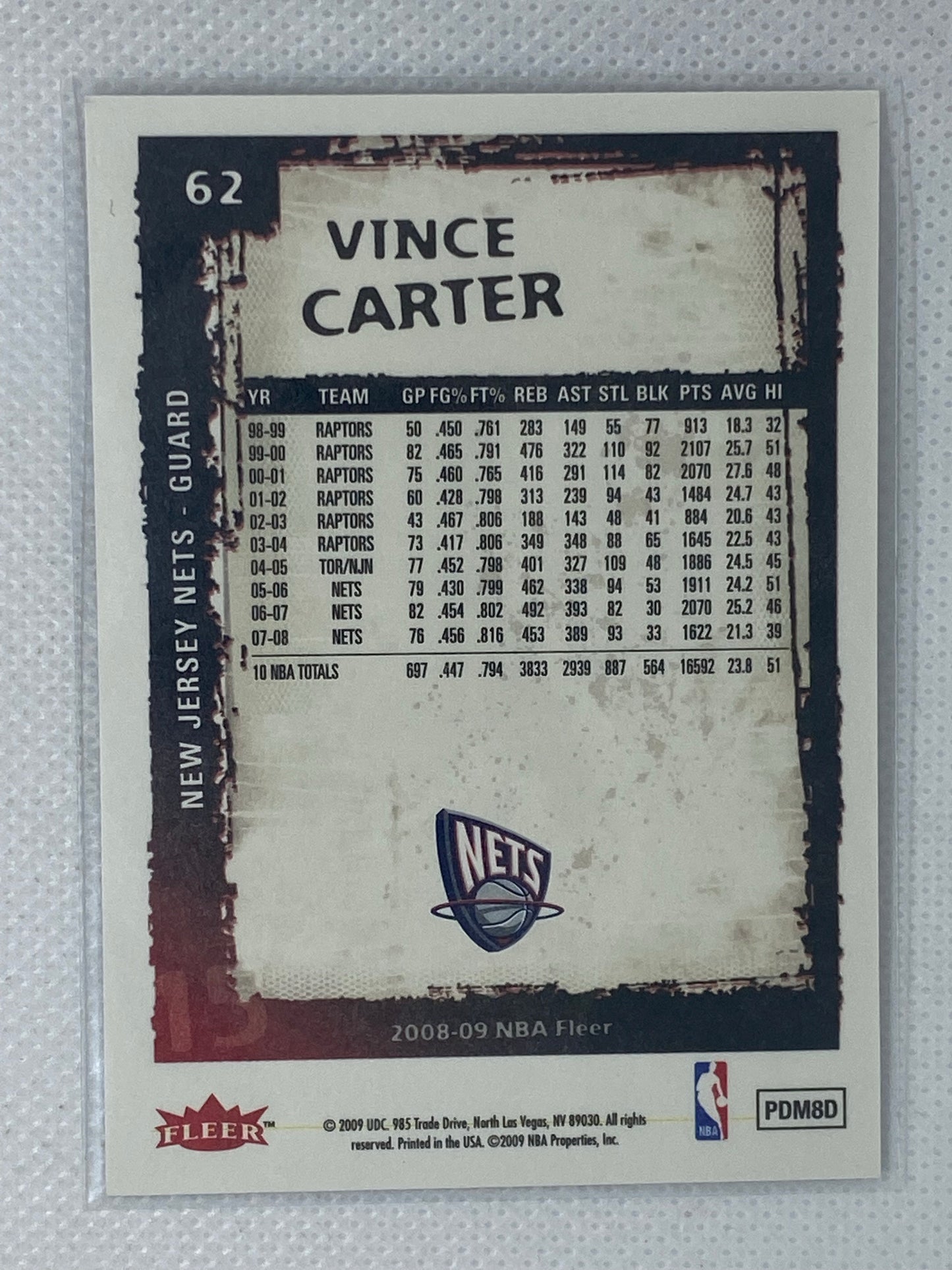 2008-09 Fleer #62 - Vince Carter - New Jersey Nets