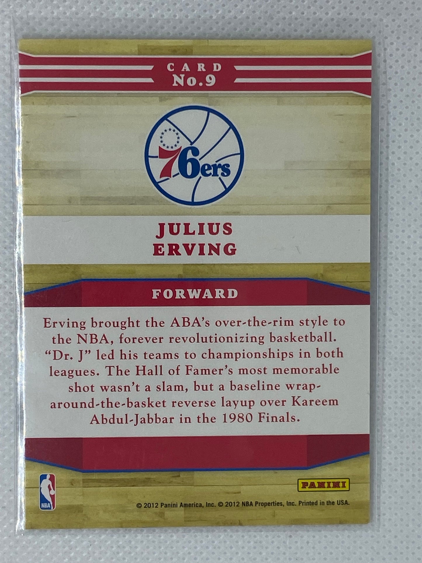 2012-13 NBA Hoops Franchise Greats Julius Erving # 9