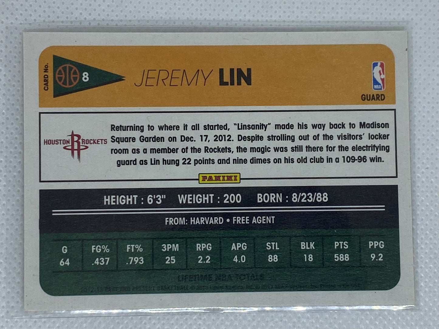 2012-13 Panini Past and Present Houston Rockets Basketball Card #8 Jeremy Lin