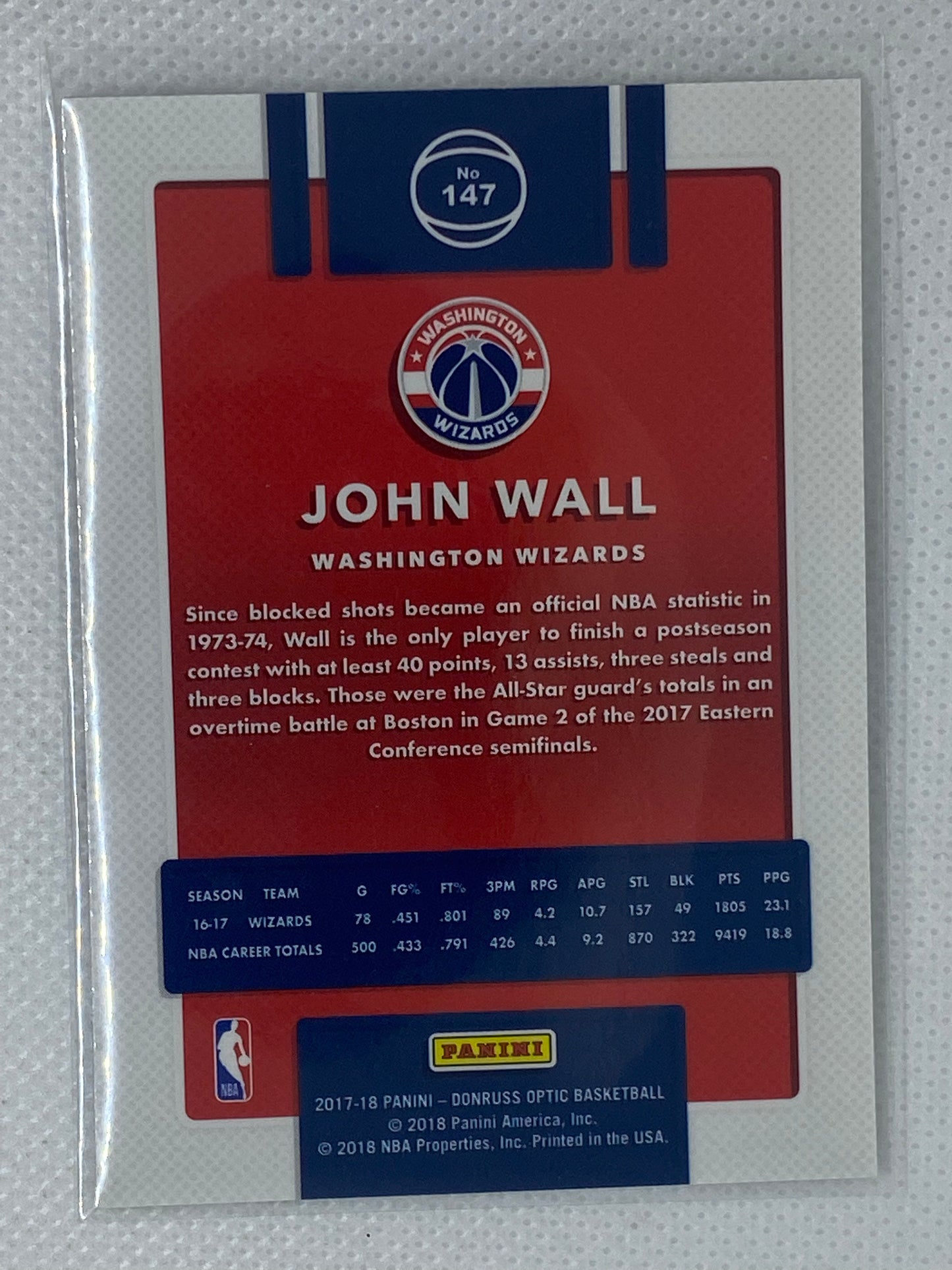 2017-18 Panini Donruss Optic - John Wall - #147 Wizards