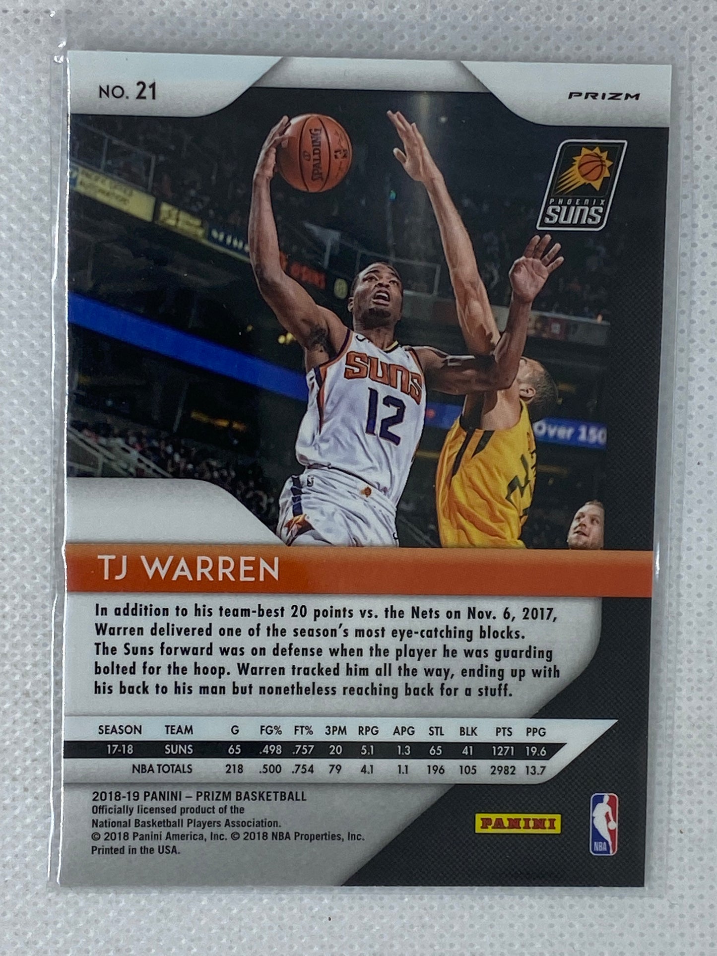 2018-19 Panini Prizm Silver Prizm TJ Warren #21