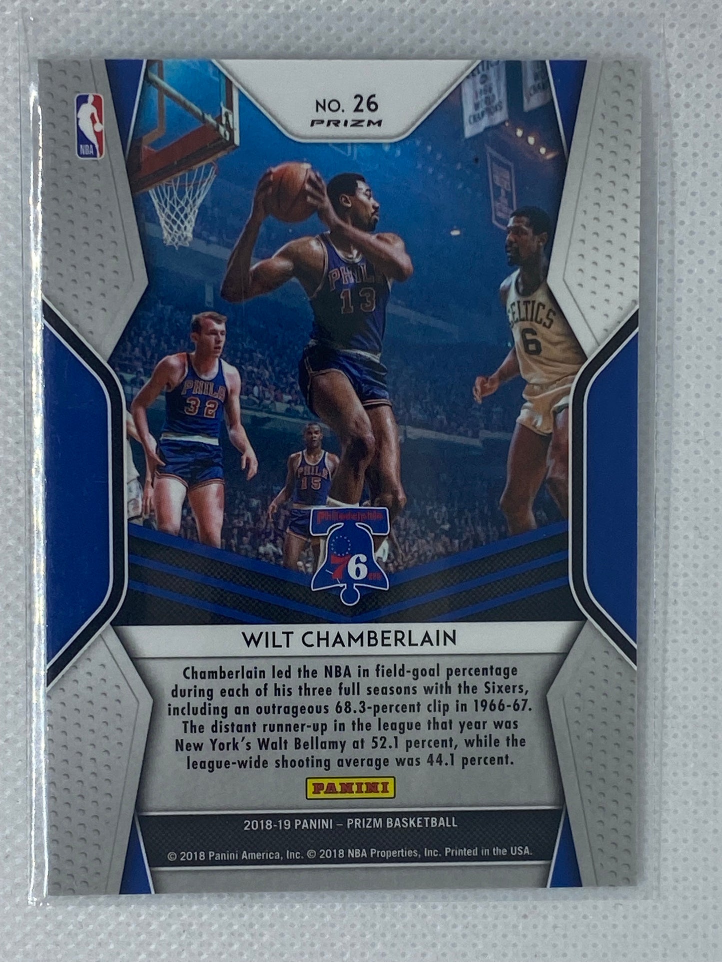 2018-19 Panini Prizm Dominance Prizms Silver #26 Wilt Chamberlain 76ers