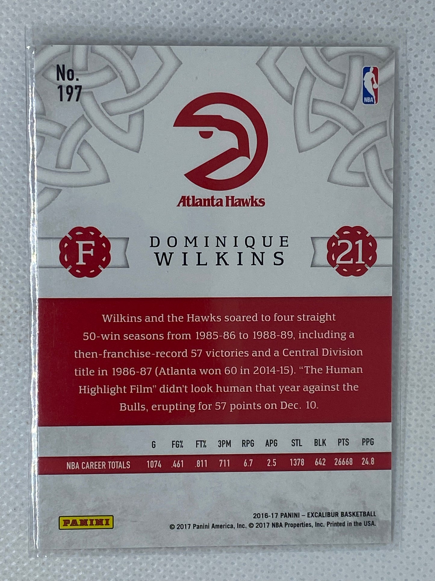 2016-17 Panini Excalibur Lord Dominique Wilkins #197 HOF