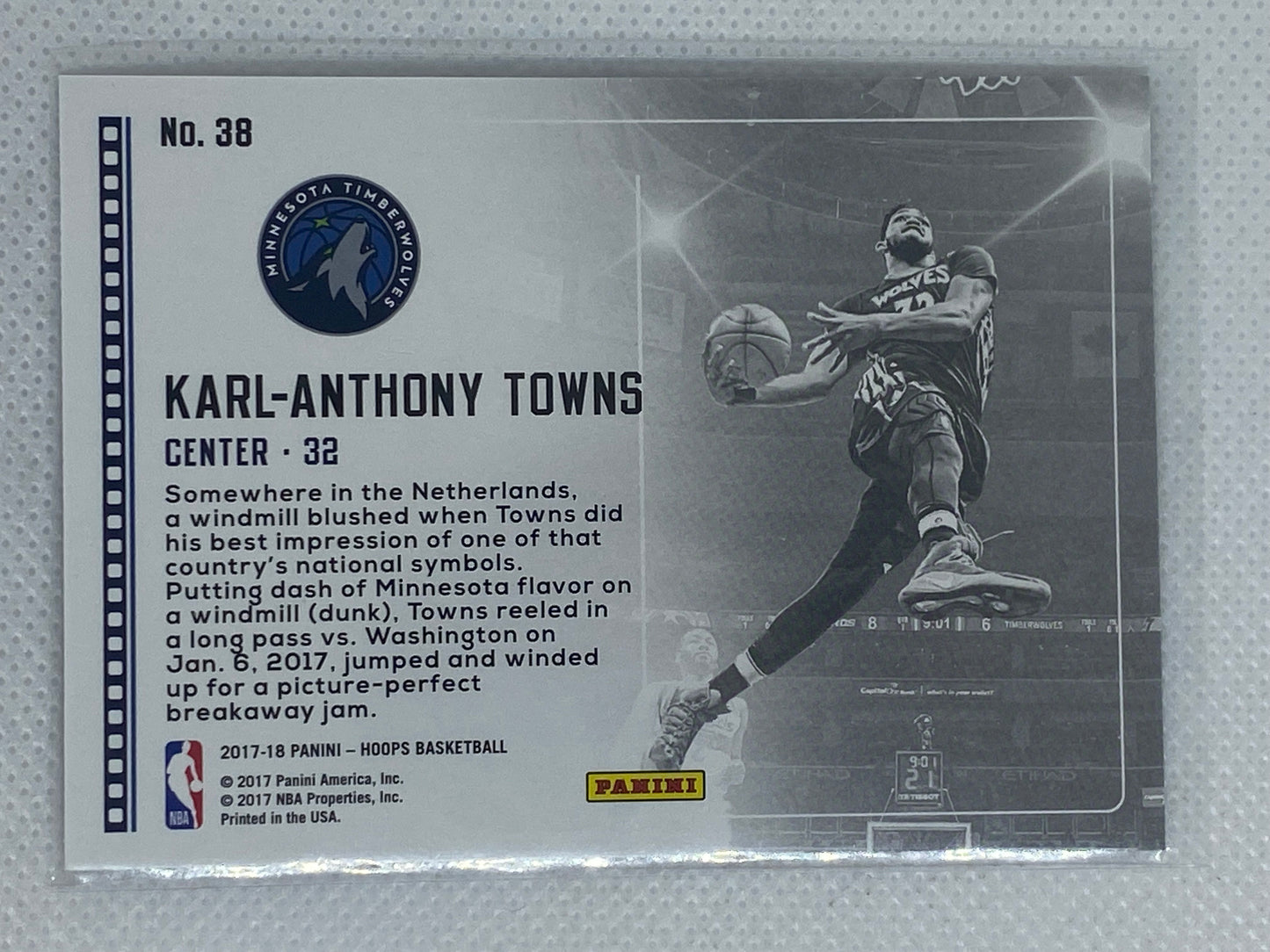 2017-18 Panini Hoops Lights Camera Action #38 Karl-Anthony Towns Timberwolves