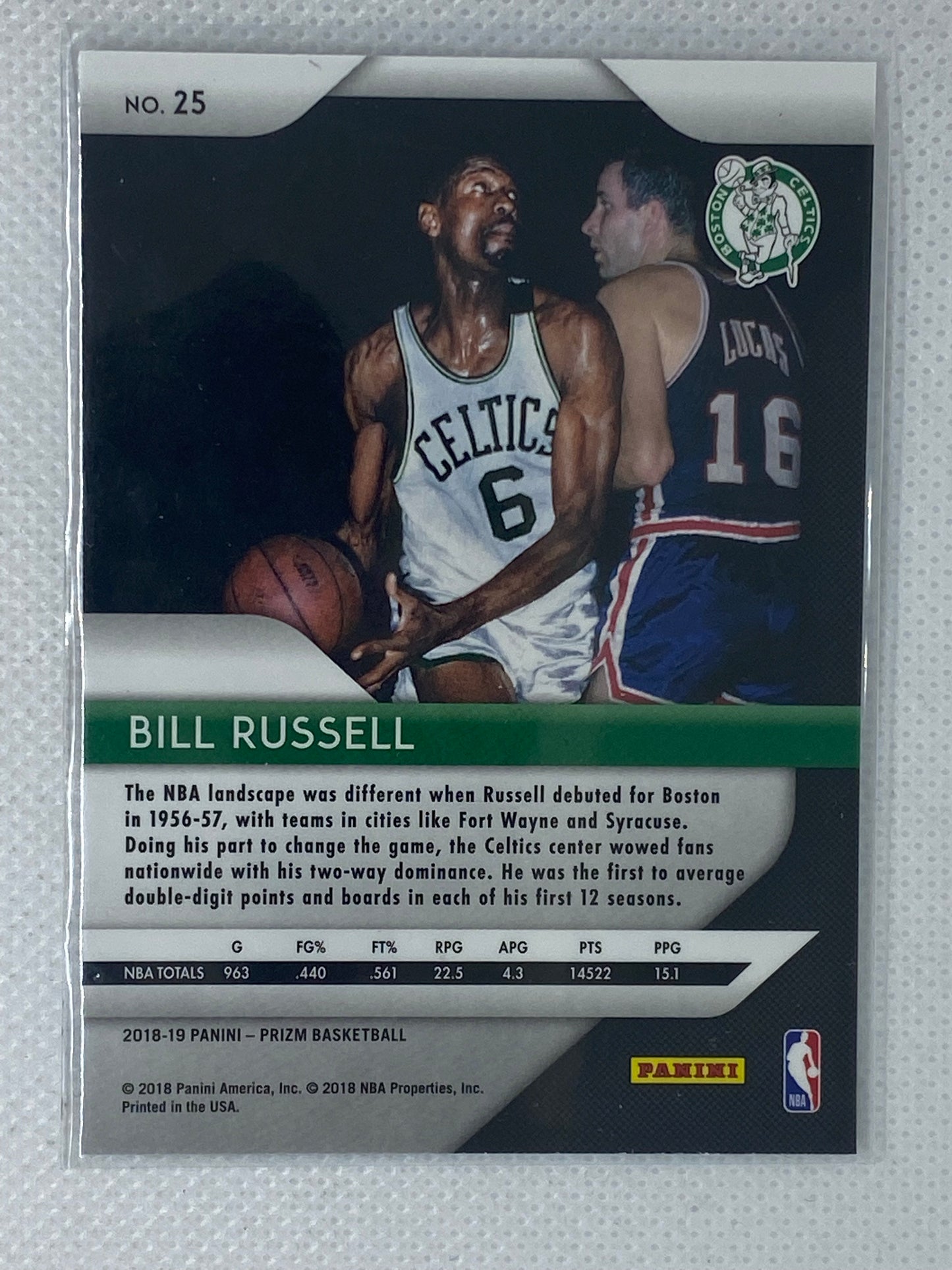 2018-19 Panini Prizm #25 Bill Russell Boston Celtics