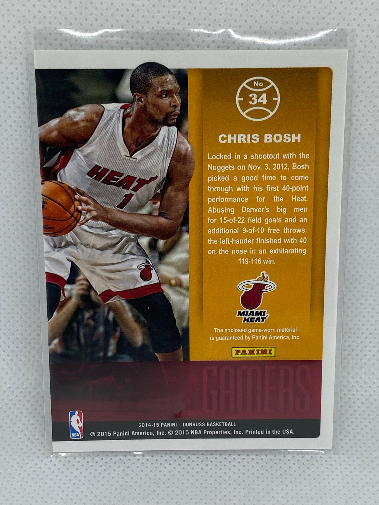 2014-15 Panini Donruss Gamers Jerseys #34 Chris Bosh