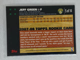 2007-2008 Topps Jeff Green RC Rookie Card White #5 of 14 Rare