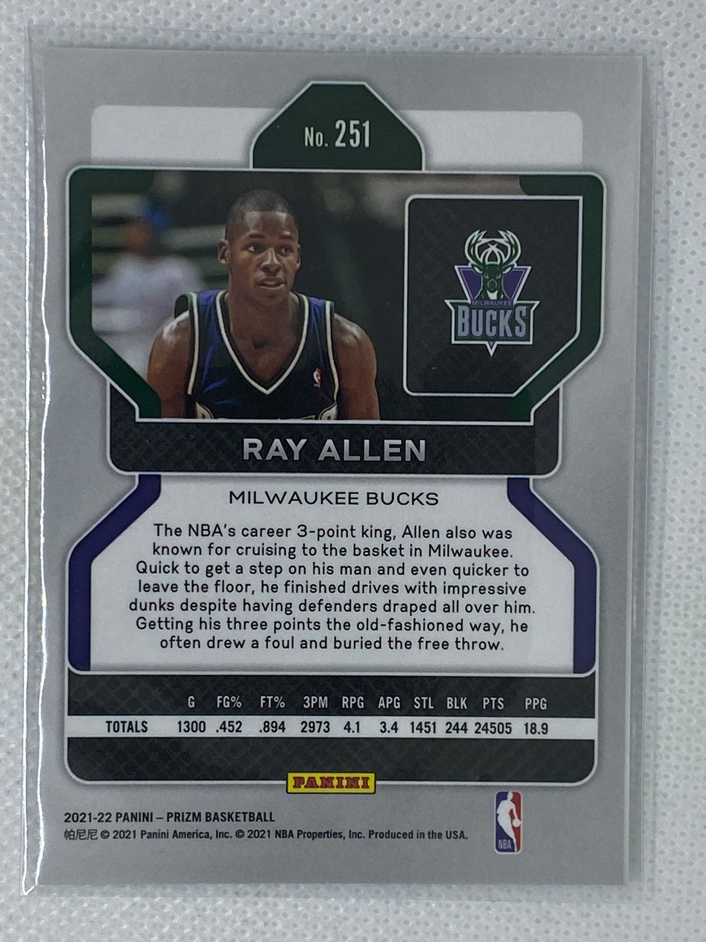 2021-22 Panini Prizm Basketball NBA #251 Ray Allen Base Card Bucks