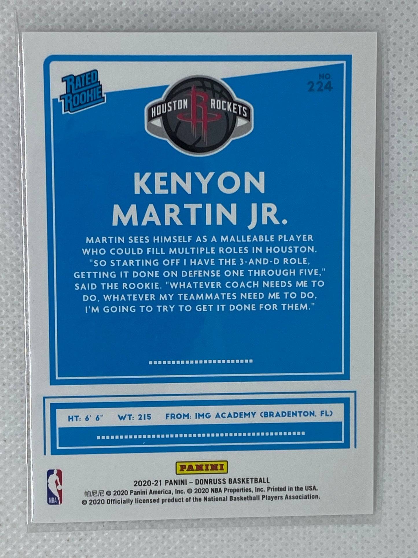 2020-21 Donruss Rated Rookie Kenyon Martin Jr #224