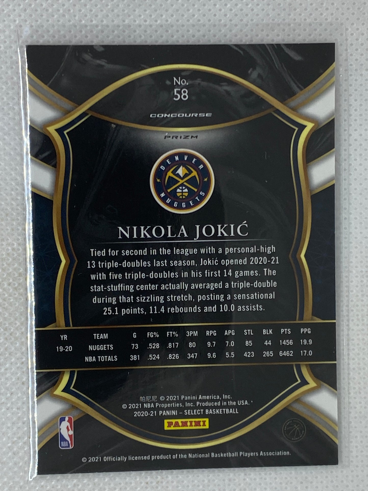 2020-21 Select Prizms Red White Green Ice #58 Nikola Jokic