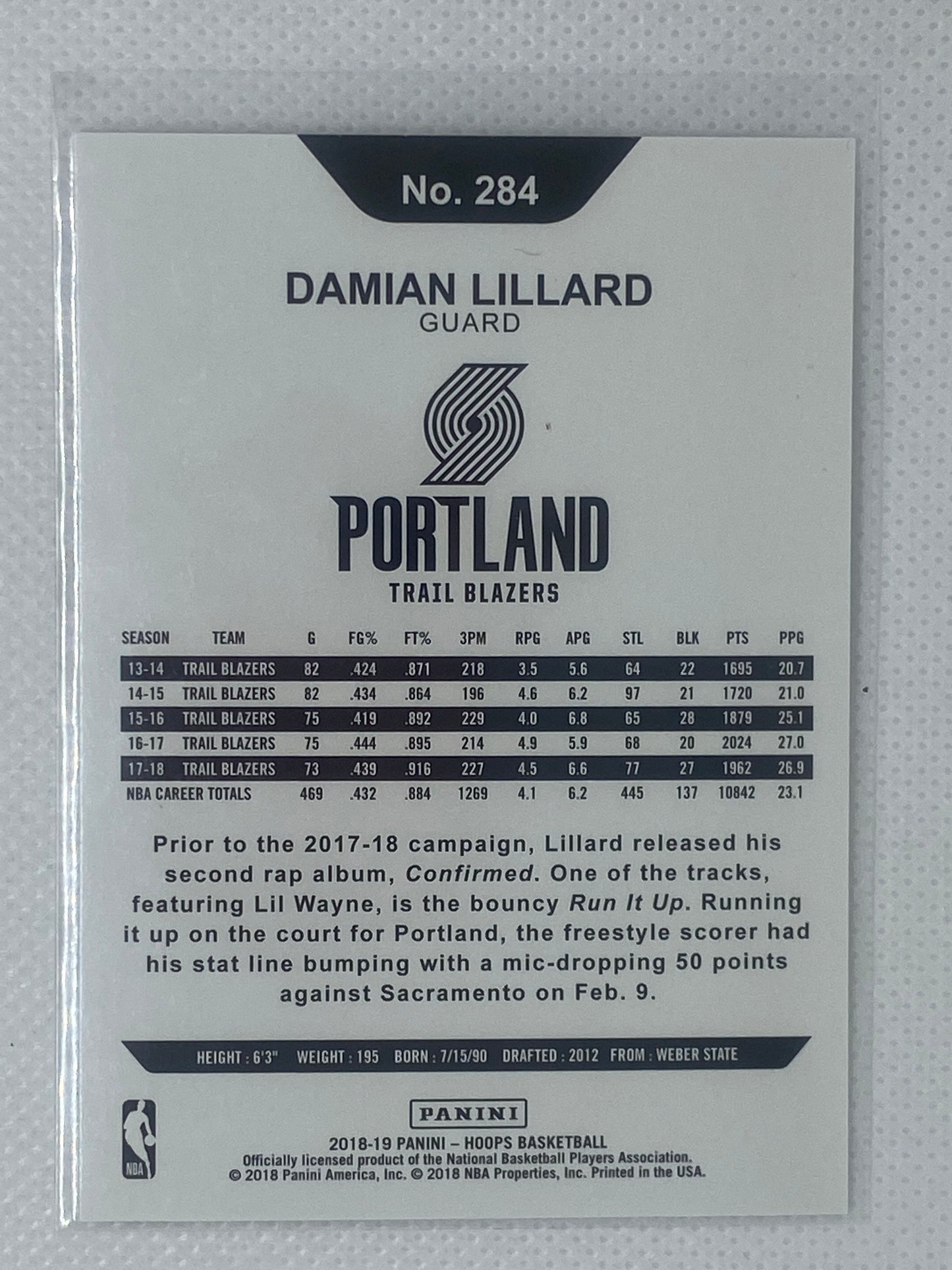 2018-19 Panini Hoops Winter Edition Basketball Damian Lillard #284