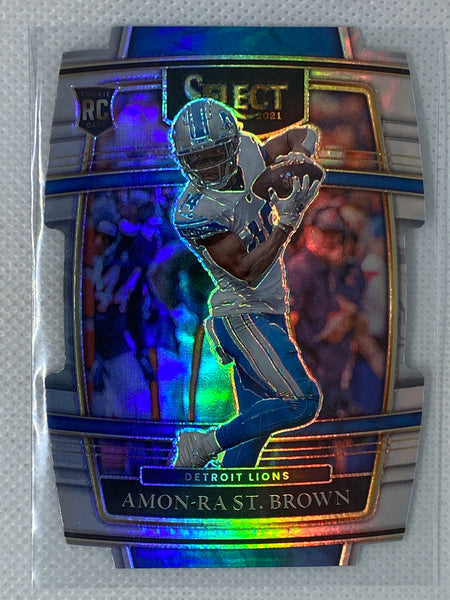 2021 Select Amon-Ra St. Brown Concourse Silver Prizm Die Cut Rookie RC #73 Lions