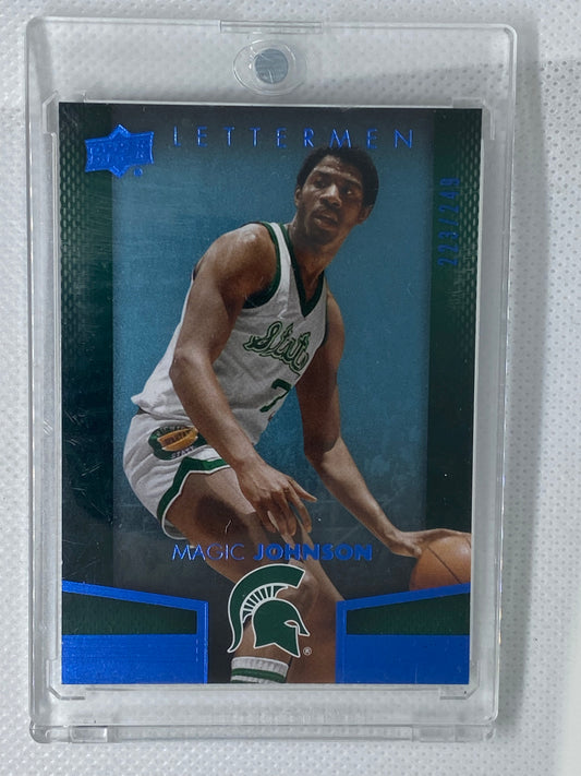 2014-15 Upper Deck Lettermen Blue /249 Magic Johnson #3 HOF