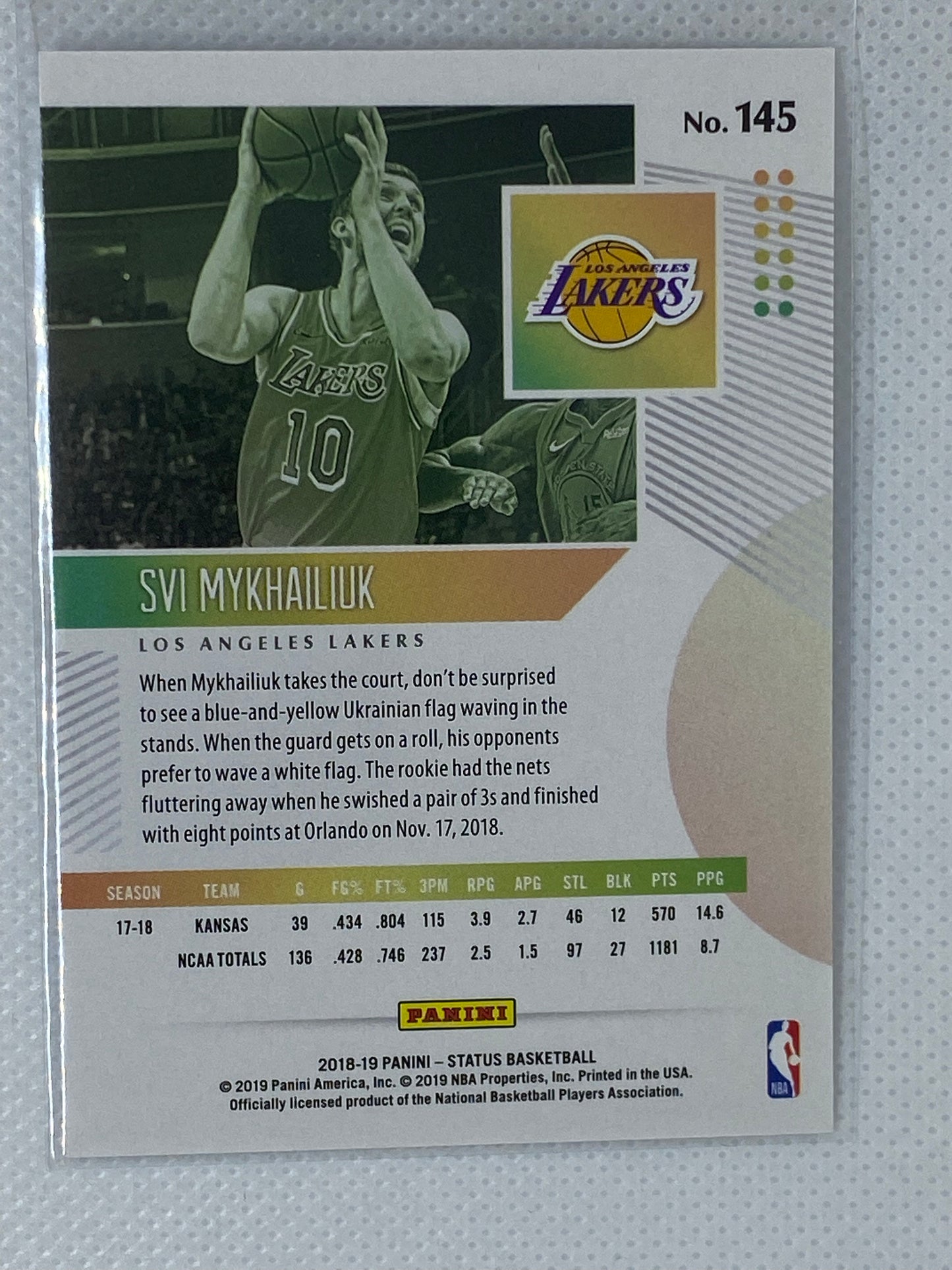 2018-19 Panini Status Rookies Svi Mykhailiuk #145 Rookie Card