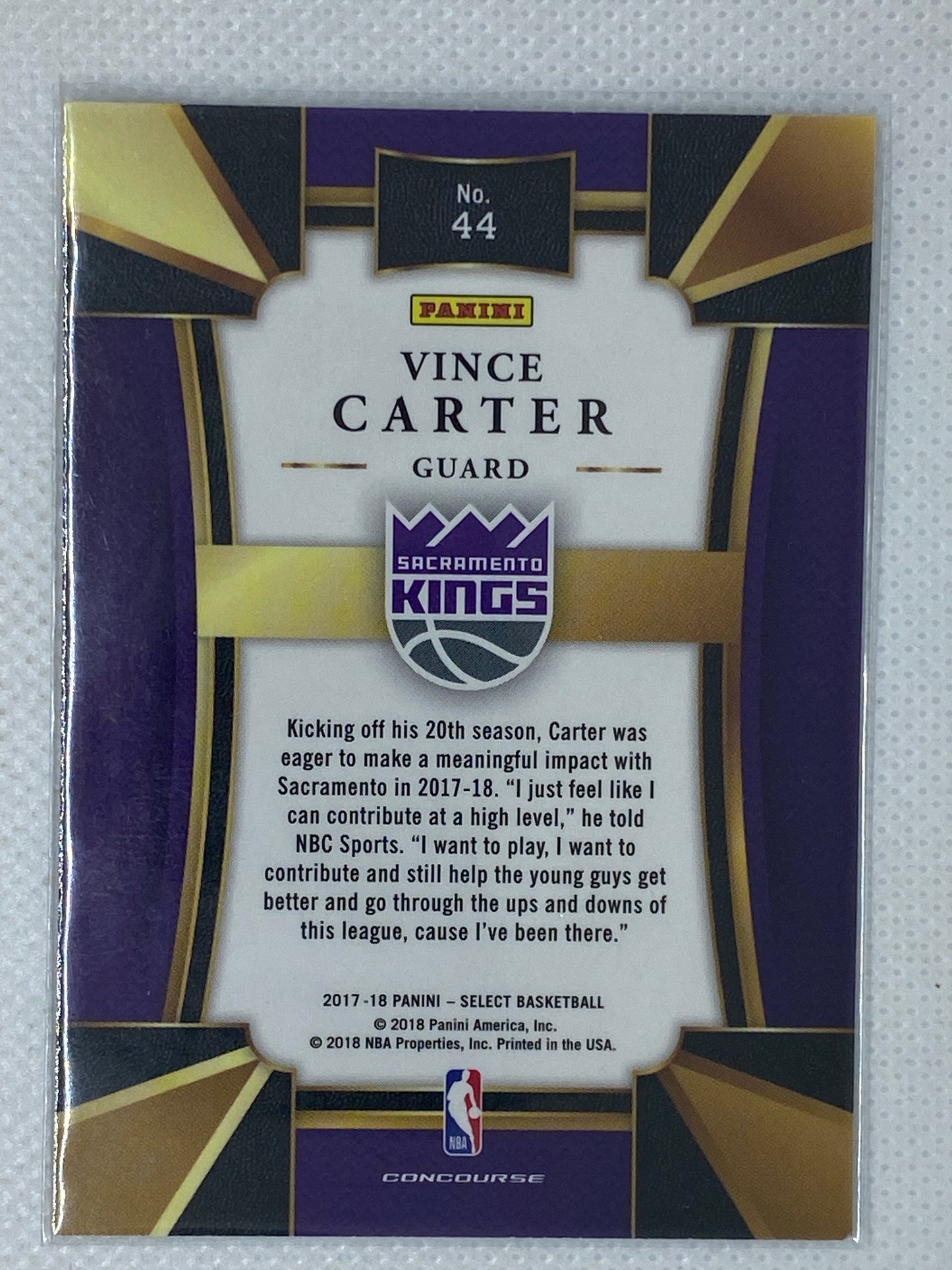 2017-18 Panini Select #44 Vince Carter Concourse Kings!