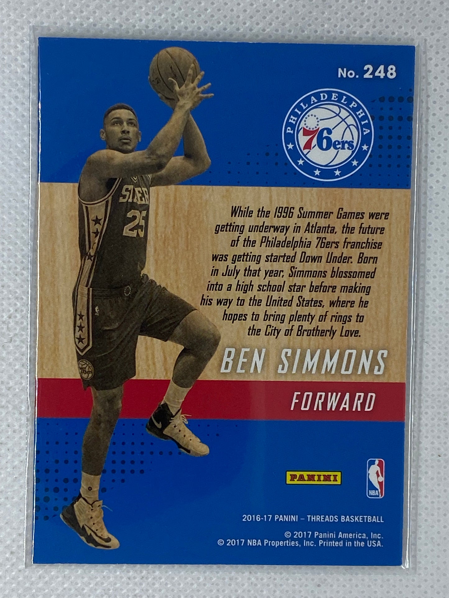 2016-17 Panini Threads Ben Simmons #248 Rookie Wood - Philadelphia 76ers