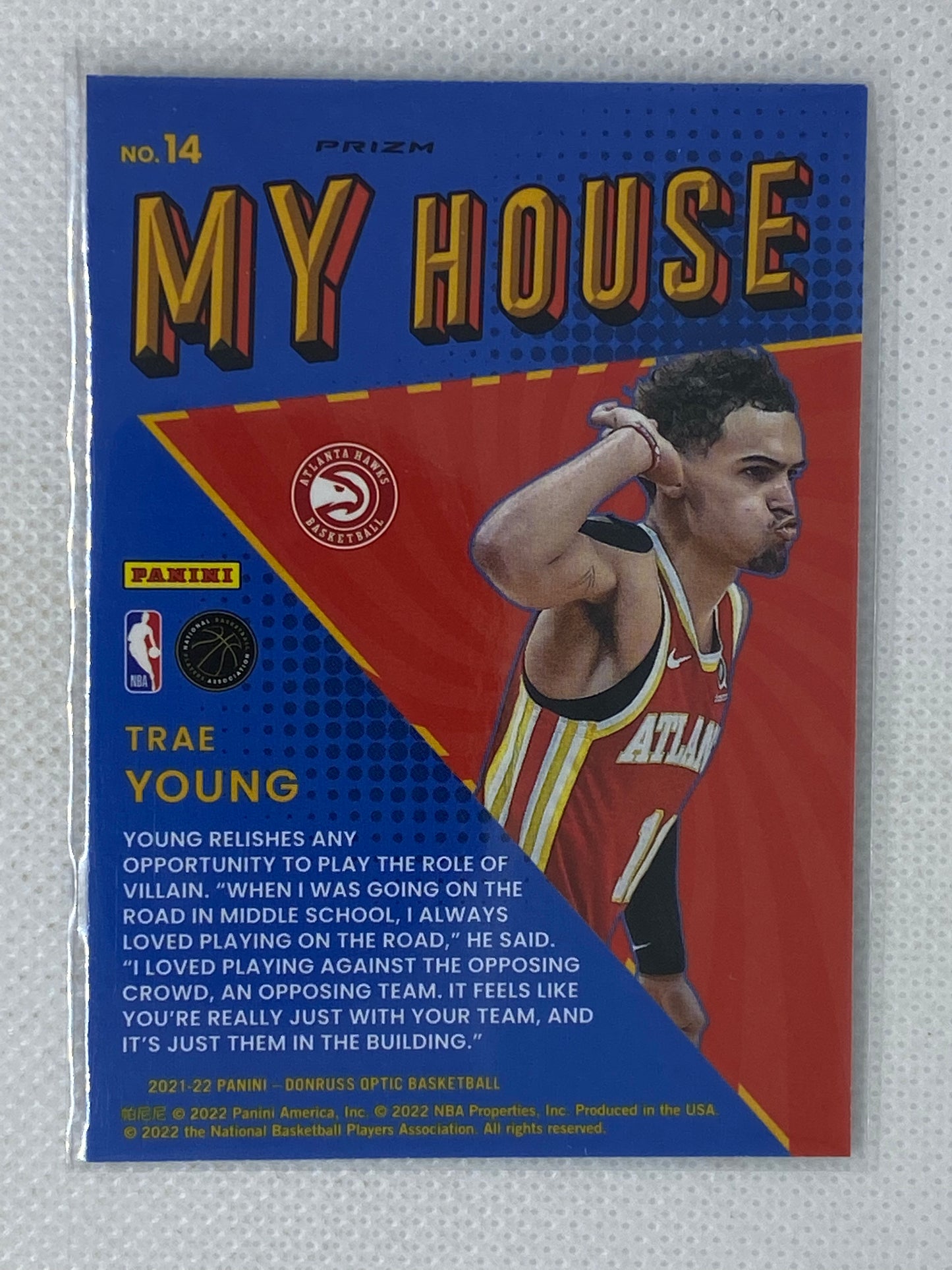 2021-22 Panini Donruss Optic Trae Young My House Purple Prizm Card # 14 SSP