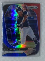 2020 Panini Prizm Tyrone Taylor #69 Brewers Red White Blue Refractor Rookie RC