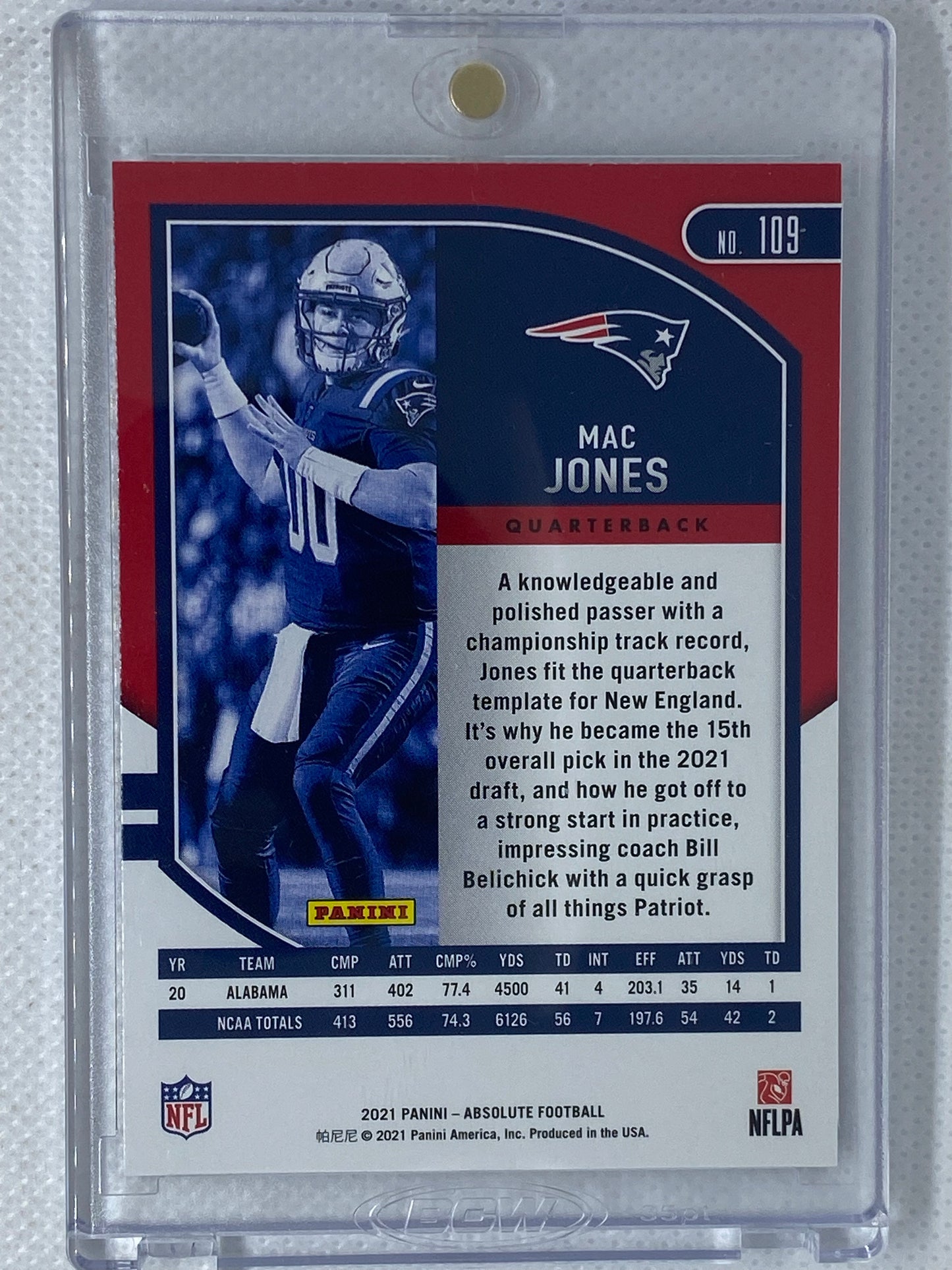 2021 Absolute Mac Jones Yellow Gold Gamestop Exclusive #109 Patriots SP Rookie