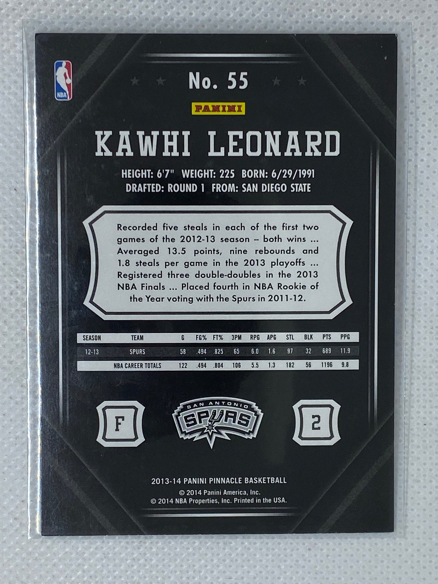 2013-14 Panini Pinnacle #55 Kawhi Leonard