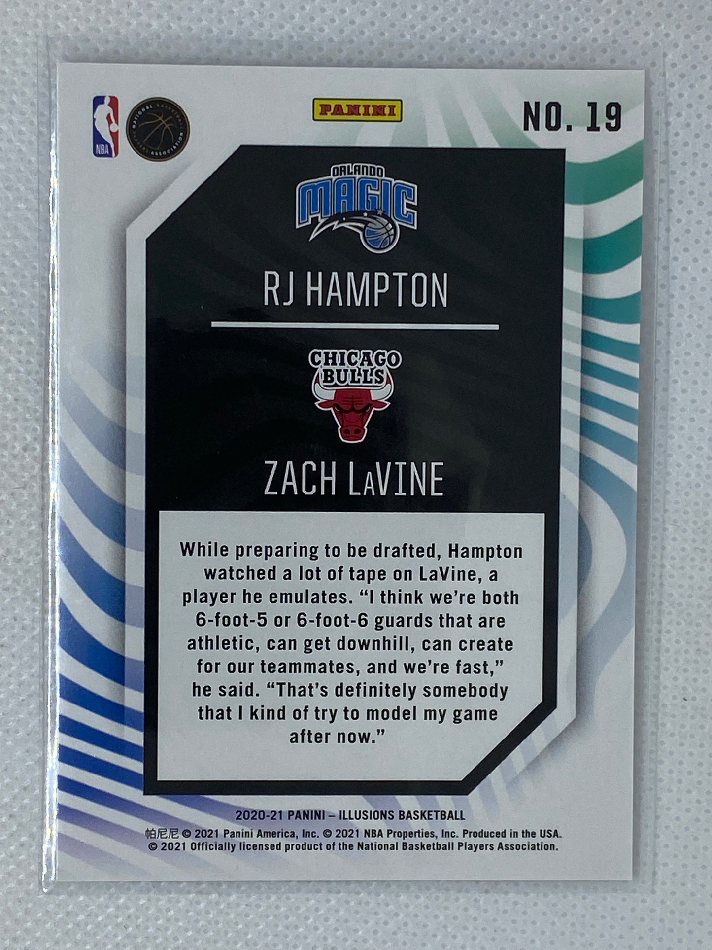 2020-21 Panini Illusions #19 RJ Hampton Zach LaVine Rookie Reflections Insert