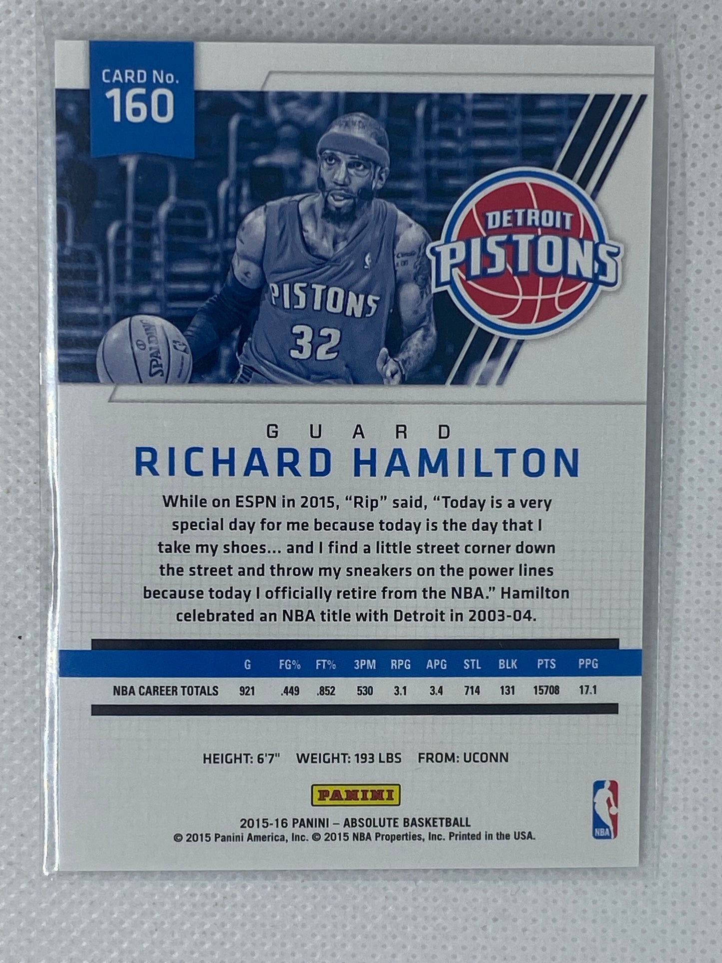 2015-16 Panini Absolute Retired /999 Richard Hamilton #160